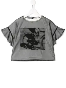 Топ из тюля с графичным принтом Andorine, белый