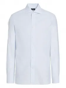 Рубашка из хлопка в мелкую клетку Zegna, синий