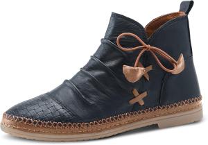 Ботинки Spring Step Pomeroy Chelsea - Верх из мягкой кожи цвета сливочного масла с плетеным носком, декоративной эластичной шнуровкой и застежкой-молнией, с мягкой текстильной стелькой, черный