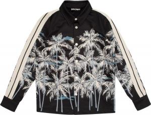 Рубашка Palm Angels Allover Palms Track Shirt 'Black/Off White', черный