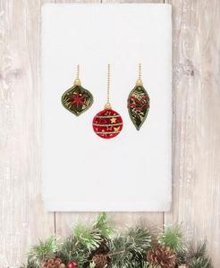 Полотенце для рук Linum Home из 100% турецкого хлопка с вышивкой рождественских украшений, белый