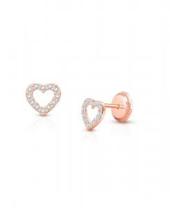 Детские серьги-гвоздики Любовь моя из 14-каратного золота для девочек, с винтовой застежкой Tiny Blessings, 14k rose gold