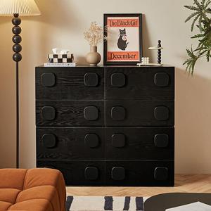 Lin'S Home Furnishing Комод для спальни настенный из массива дерева серии luoman, 4 ящика, черный