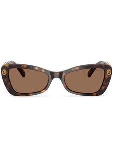 Солнцезащитные очки с эффектом черепаховой кожи, украшенные кристаллами Swarovski, коричневый