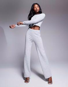 Эксклюзивные трикотажные брюки с бантом, комплект из широких брюк светло-серого цвета Kaiia