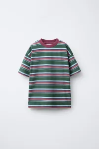 Футболка с полосатым принтом Zara, зеленый