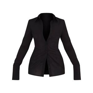 Рубашка PrettyLittleThing Chiffon Fitted, черный