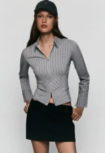 Блузка с длинными рукавами и застежкой-молнией Bershka, Grey