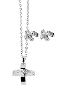 Adeliás Женское ожерелье с подвеской - крест из нержавеющей стали серебристого цвета