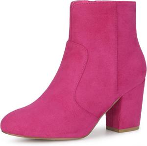 Женские ботильоны Allegra K с круглым носком, массивным каблуком и на щиколотке, Hot Pink