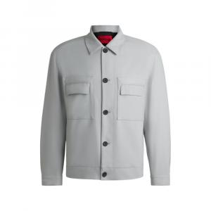 Куртка современного кроя из эластичного твила HUGO, светло-серый