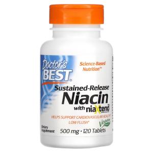 Ниацин Замедленного Высвобождения Doctor's Best Niacin niaXtend, 500 мг, 120 таблеток