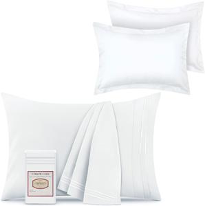 Mellanni Комплект постельного белья, 2 наволочки и 2 декоративные подушки размером 51x76 см, белый цвет