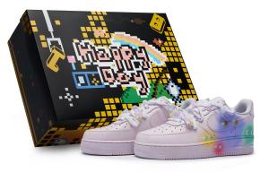 Кроссовки Nike Air Force 1 Skateboarding Shoes Men Low-top Green/purple/yellow, розовый