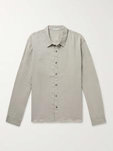Льняная рубашка, окрашенная в готовом виде JAMES PERSE, серый