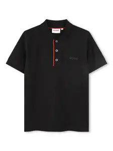 Рубашка поло с логотипом HUGO KIDS, черный