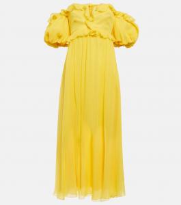 Шелковое платье с открытыми плечами Giambattista Valli, Yellow Tulip