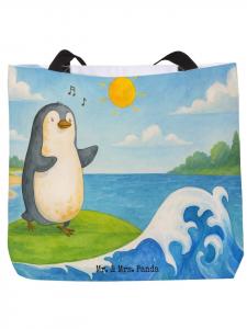 Сумка-шоппер с изображением пингвина-серфера, без слогана, белого цвета Mr. & Mrs. Panda