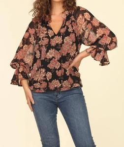 Топ с рукавами-колокольчиками Yelena черного цвета Veronica M