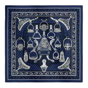HERMES Шелковый платок Women's Marine Blue/White/Black
