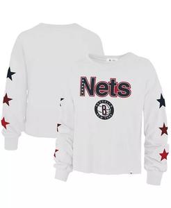 Женская белая футболка Brooklyn Nets 2021/22 City Edition Call Up Parkway '47 с длинным рукавом '47 Brand