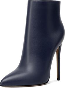 Женские ботильоны SAMMITOP на высоком каблуке-стойке, с боковой молнией, модные ботильоны, зимние туфли 4,5'', Matte Navy