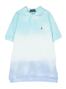 Рубашка поло с короткими рукавами и принтом тай-дай POLO RALPH LAUREN KIDS, синий