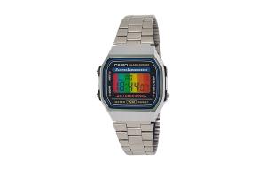 CASIO Мужские часы Retrofit Series с кварцевым механизмом, стальной браслет, черный циферблат