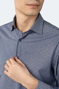 Темно-синий и серая жаккардовая рубашка в клетку Luchiano Visconti, мультиколор