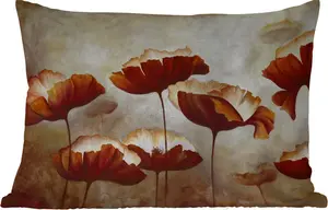 Подушка для улицы - Живопись - Цветы - Масляная краска - Растения - 50x30 см - Устойчива к атмосферным воздействиям - Подушка для отдыха - Подушка для дивана - Украшение для гостиной MuchoWow