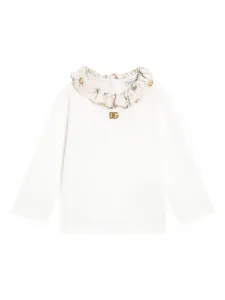 Топ с оборками и цветочным принтом Dolce & Gabbana Kids, белый