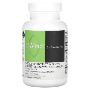 Добавка DaVinci Laboratories of Vermont Mega Probiotic ND с пищеварительными ферментами, 90 жевательных таблеток