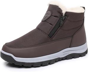 Зимние мужские ботинки, теплые водонепроницаемые снежные ботинки с меховой подкладкой Qacksv, Coffee