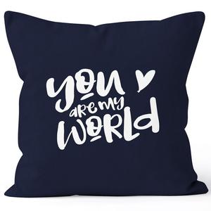 Чехол на подушку Ты мой мир Ты мой мир Подарок любви День святого Валентина хлопок MoonWorks темно-синий 40см x 40см