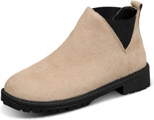 Generic Женские ботильоны и короткие ботинки на низком каблуке, замшевая кожа, нарядные, с удобной посадкой, демисезонные осенние/зимние, короткие, черные с молнией, ретро, женские ботинки