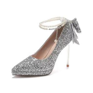 Туфли на тонком каблуке высотой 10,5 см для женщин QITUMAUL, Silver[Heel Height 10.5Cm]