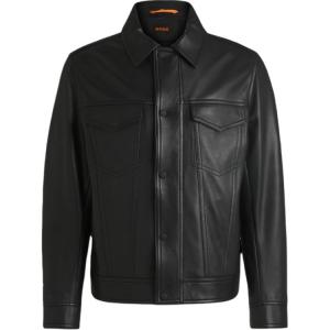 HUGO BOSS Кожаная куртка Boss, Black