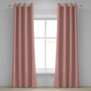 Штора на люверсах ABAKUHAUS Candy Cane, двухцветная, с праздничным традиционным дизайном и сезонным узором, декоративная, из двух панелей, 280 см x 225 см, цвет папоротниково-зеленый, белый, красный