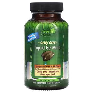 Добавка Irwin Naturals Only One Liquid-Gel Multi с железом, 60 жидких капсул