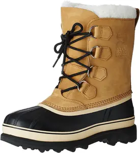 Мужские зимние ботинки Sorel Caribou из шерсти, водонепроницаемые для дождя и снега, средние по голенище, для походов, Buff