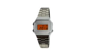 CASIO Часы Retrofit Series Quartz Movement Stainless Steel Strap Watch Men's Watch Red Watch Dial, Silver Dial with Orange Bezel