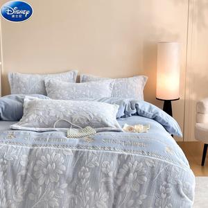Disney Комплект постельного белья 1,5-спальный, 4 предмета, простыня на резинке, пододеяльник 200x230 см, безворсовый, сине-серый мандала
