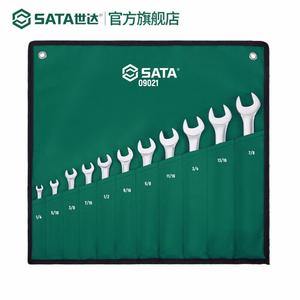 SATA 09021 Набор дюймовых полированных ключей двойного назначения, 11 предметов