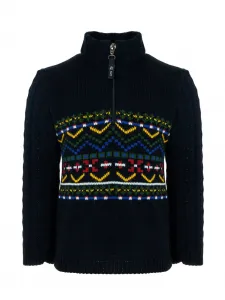 Шерстяной джемпер вязки интарсия Lapin House, синий