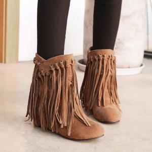 Женские ботильоны Bellirala с скрытой танкеткой, бахромой и кисточками, Tan