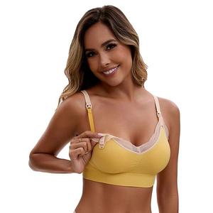 Женский бюстгальтер для кормления без косточек с кружевной отделкой и передней застежкой Inspire Chic, Yellow