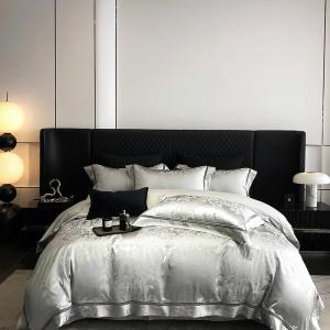 UJNHGQ Комплект постельного белья жаккард сатин хлопок серый Grey