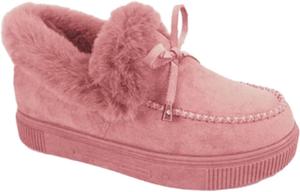 Женские ботинки ZBYY на плоской подошве, теплые и прочные, зимние с меховой подкладкой, ботильоны на снег, лоферы с платформой и толстым плюшевым утеплителем для прогулок, Cpink 10.5