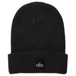 Alo Yoga Шерстяная вязаная шапка унисекс черная