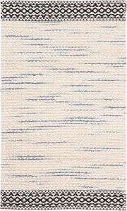 Ковер SAFAVIEH, 61 x 92 см, Natura Collection, Black & Ivory, ручной работы из шерсти и хлопка, идеален для помещений с высокой проходимостью: прихожая, гостиная, спальня (NAT106Z)